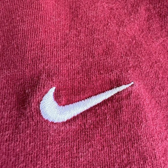 Vintage Nike T‎ Shirt Embroidered Swoosh Check Maroon Red Men’s Size 2XL XXL VTG - Picture 2 of 7